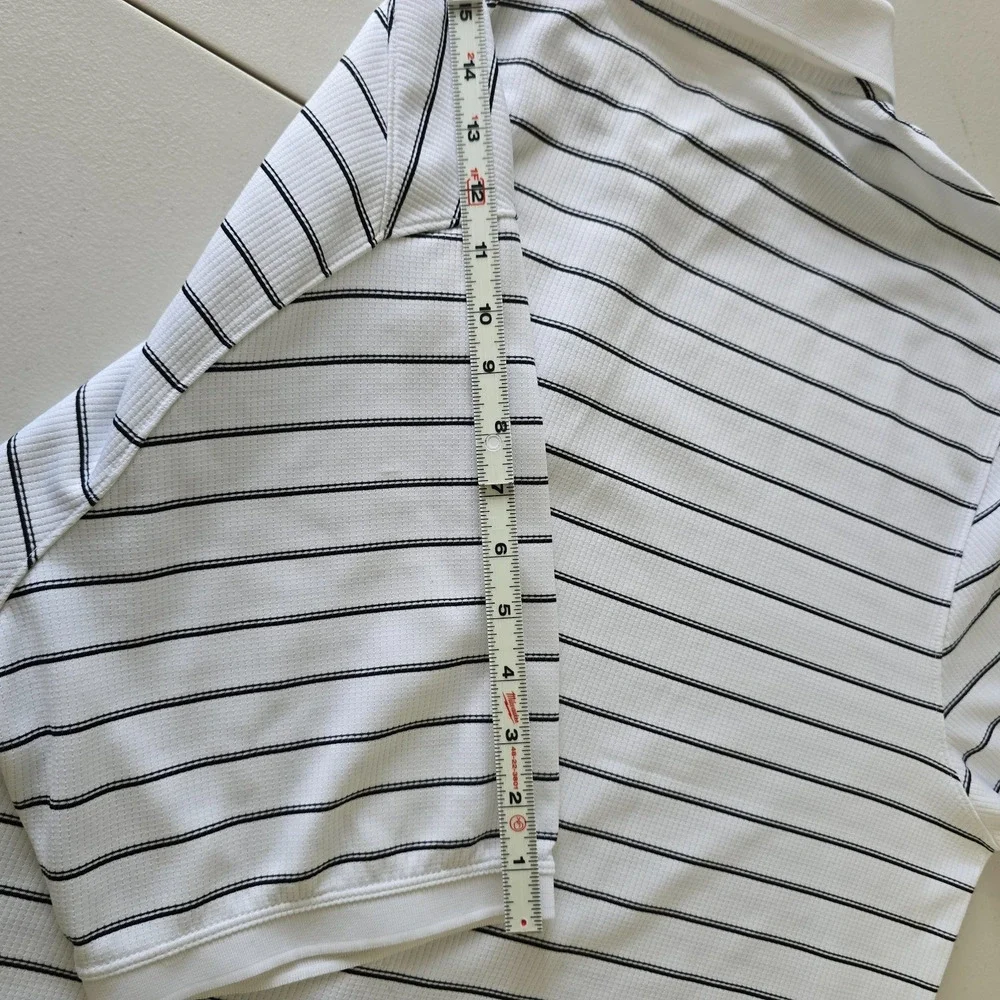 Nike Dri-Fit Polo Shirt Men's XL * White Black Stripe Short Sleeve Preppy Swoosh